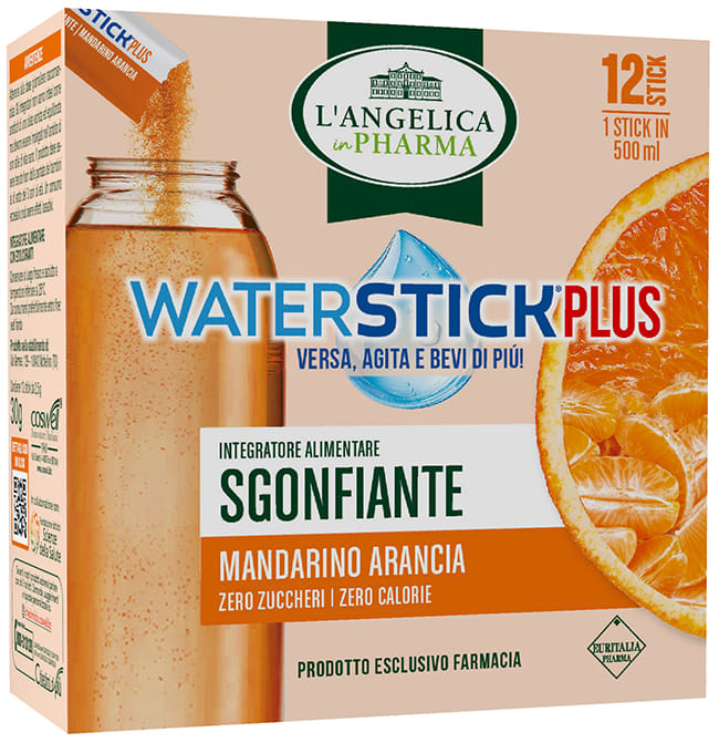 L'ANGELICA WATERSTICK PLUS SGONFIANTE MANDARINO E ARANCIA 12 STICK ZERO ZUCCHERI SENZA GLUTINE NATURALMENTE PRIVO DI LATTOSIO
