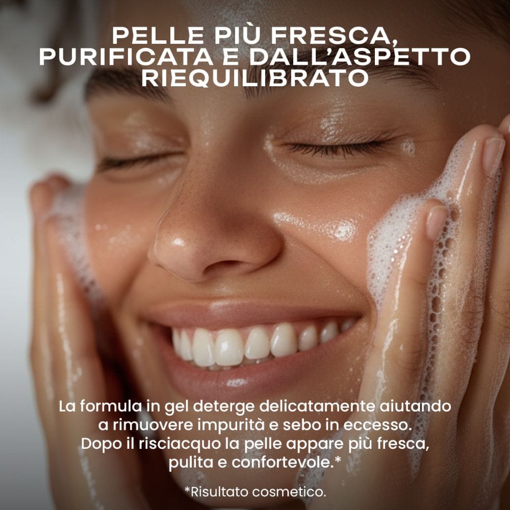 Gel Detergente Viso Purificante & Riequilibrante – INEENOS Deepurity! (100 ml) – detergente schiumogeno delicato per pelle mista e impura