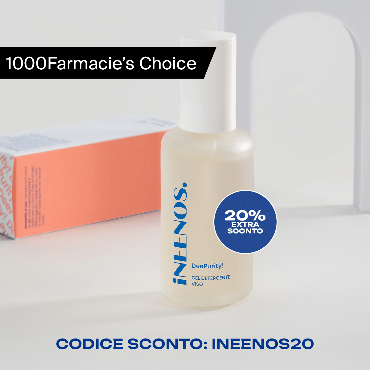 Gel Detergente Viso Purificante & Riequilibrante – INEENOS Deepurity! (100 ml) – detergente schiumogeno delicato per pelle mista e impura