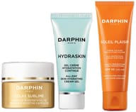 DARPHIN PARIS LES ESSENTIELS ANTIAGING PROTECTION CON ECLAT SUBLIME RADIANTE BOOSTING CAPSULES + HYDRASKIN ALL DAY SKIN HYDRATING CREAM GEL + SOLEIL PLAISIR SUN PROTECTIVE CREAM