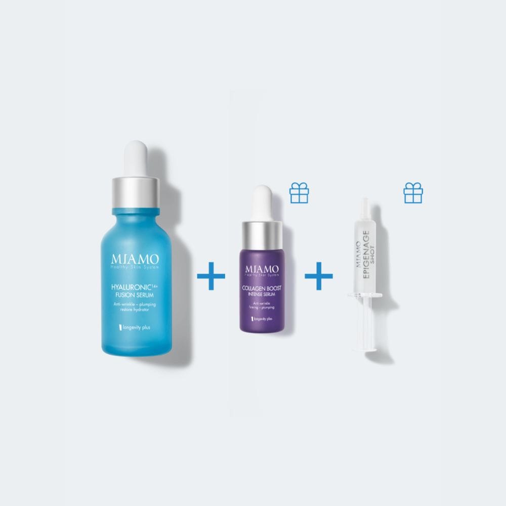 MIAMO 2026 COFANETTO PLUMP&FILL HYALURONIC 14+ FUSION SERUM 30 ML + COLLAGEN BOOST INTENSE SERUM 10 ML + EPIGENAGE SHOT 1 ML