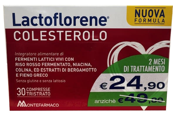 LACTOFLORENE COLESTEROLO 30 COMPRESSE 1,6 G BIPACK SENZA GLUTINE SENZA LATTOSIO