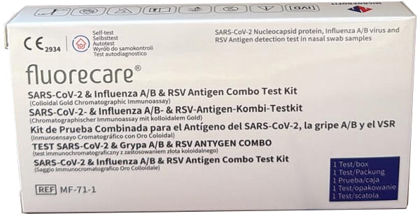 TEST ANTIGENICO RAPIDO COVID-19 FLUORECARE AUTODIAGNOSTICO DETERMINAZIONE QUALITATIVA ANTIGENI SARS-COV-2/INFUENZA A+B/RSV IN TAMPONI NASALI MEDIANTE IMMUNOCROMATOGRAFIA