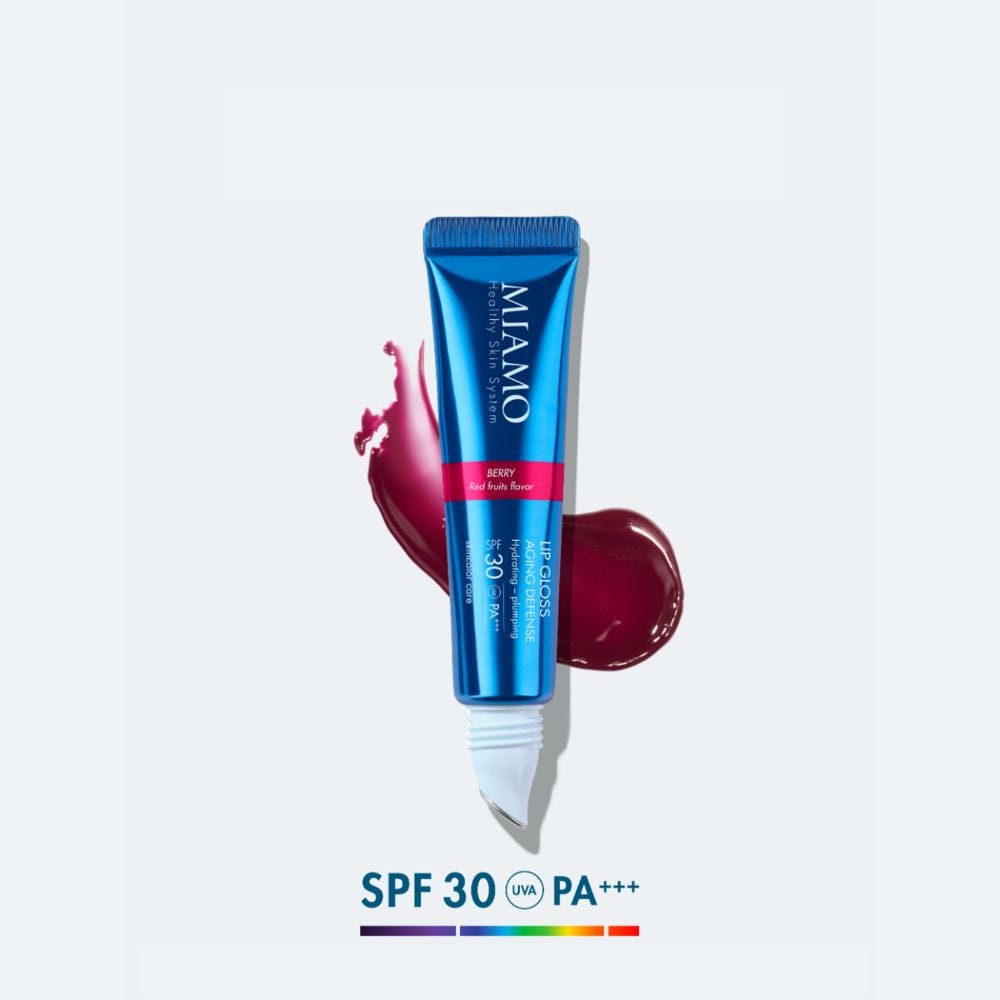 MIAMO SKINCOLOR CARE LIP GLOSS AGING DEFENSE SPF 30+ BERRY RED FRUITS FLAVOR 15 ML