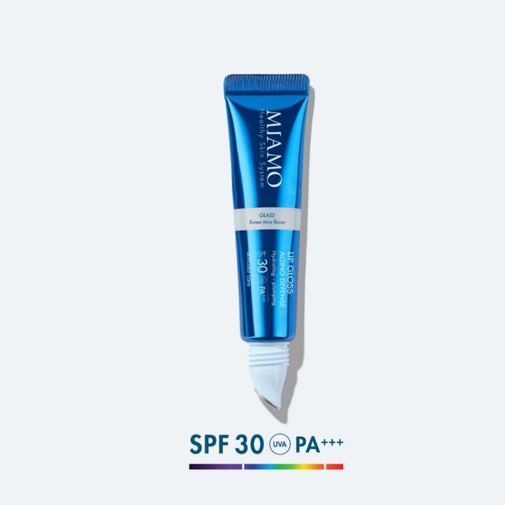 MIAMO SKINCOLOR CARE LIP GLOSS AGING DEFENSE SPF 30+ GLASS SWEET MINT FLAVOR 15 ML
