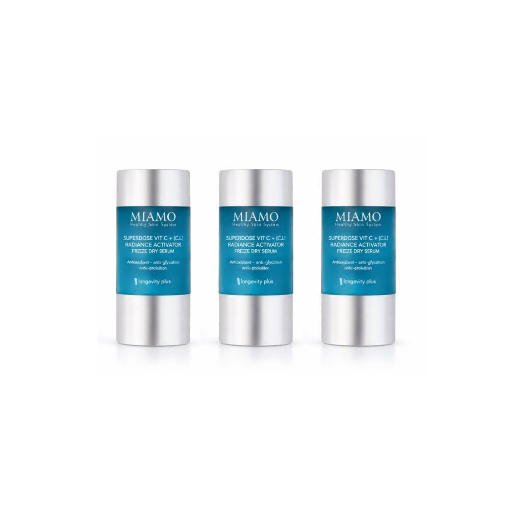 MIAMO LONGEVITY PLUS SUPERDOSE VITC C,L RADIANCE ACTIVATOR FREEZE DRY SERUM 3 PEZZI DA 5 ML