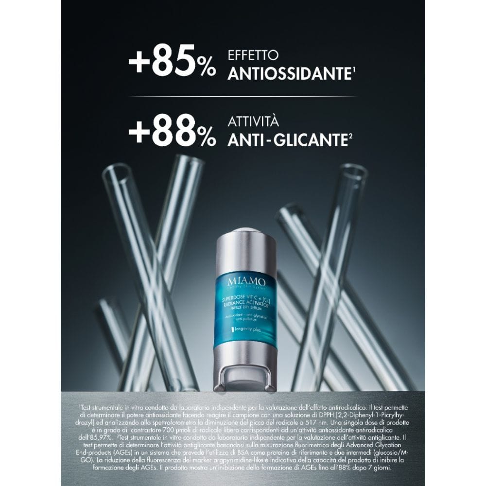 MIAMO LONGEVITY PLUS SUPERDOSE VITC C,L RADIANCE ACTIVATOR FREEZE DRY SERUM 5 ML