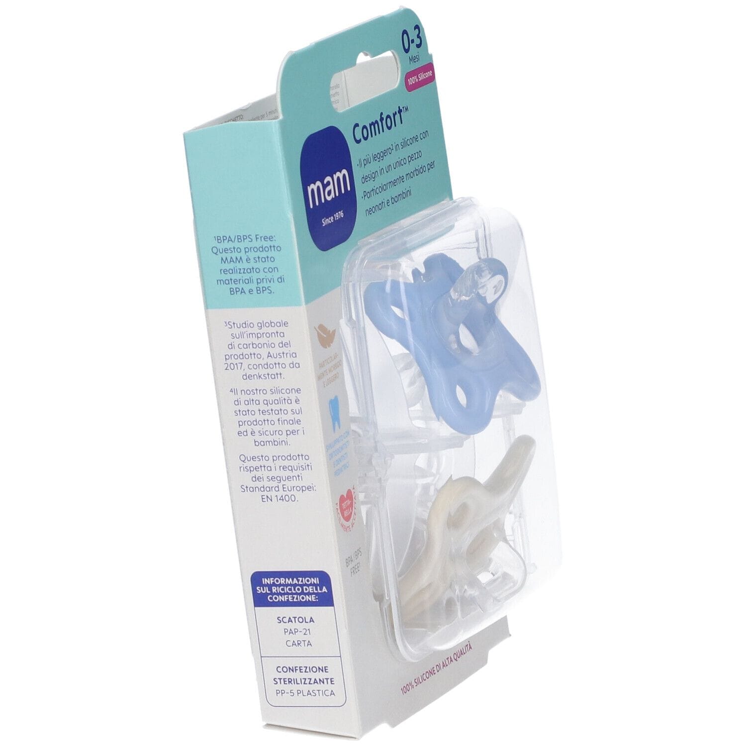 MAM SUCCHIETTO COMFORT 0-3 MESI SILICONE 2 PEZZI