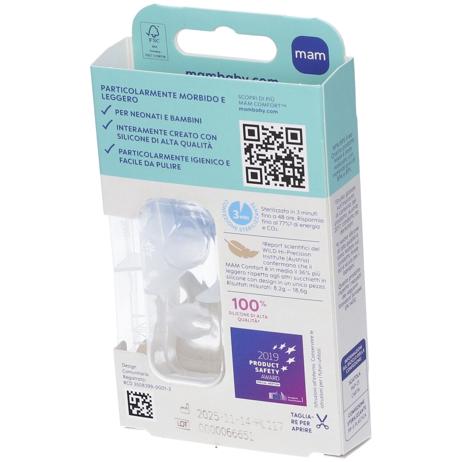 MAM SUCCHIETTO COMFORT 0-3 MESI SILICONE 2 PEZZI