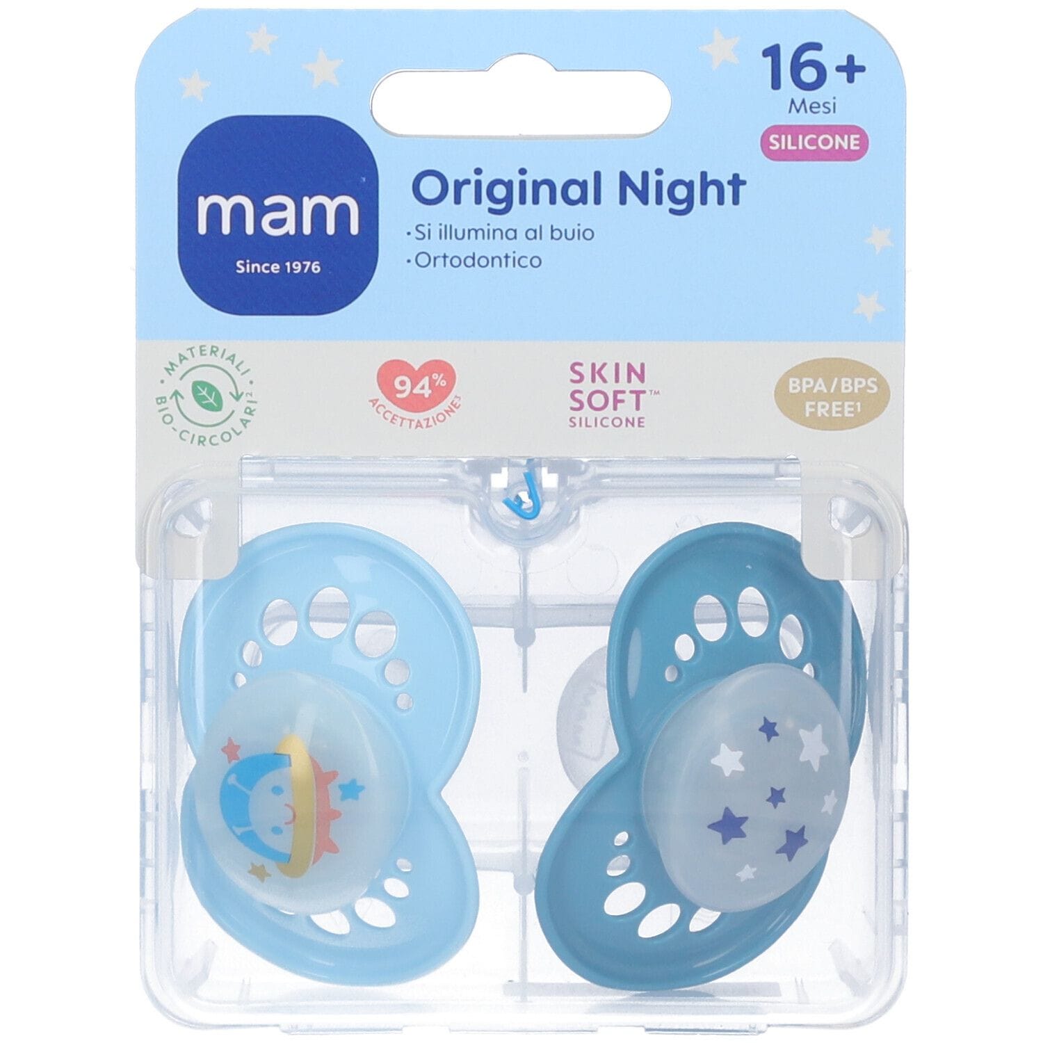 MAM SUCCHIETTO ORIGINAL NIGHT 16+ MESI SILICONE 2 PEZZI