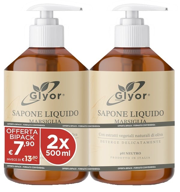 GLYOR SAPONE LIQUIDO MARSIGLIA 500 ML BIPACK