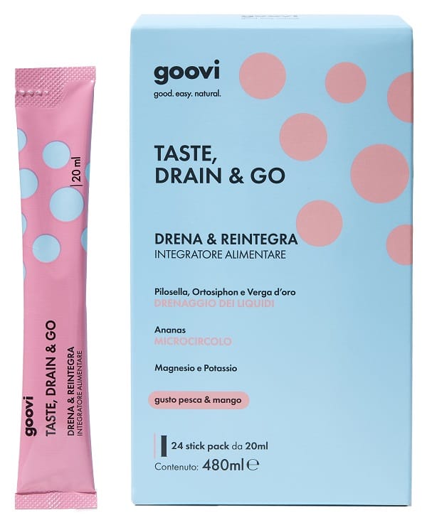 GOOVI TASTE DRAIN&GO GUSTOO PESCA&MANGO 24 STICKPACK SENZA GLUTINE NATURALMENTE PRIVO DI LATTOSIO