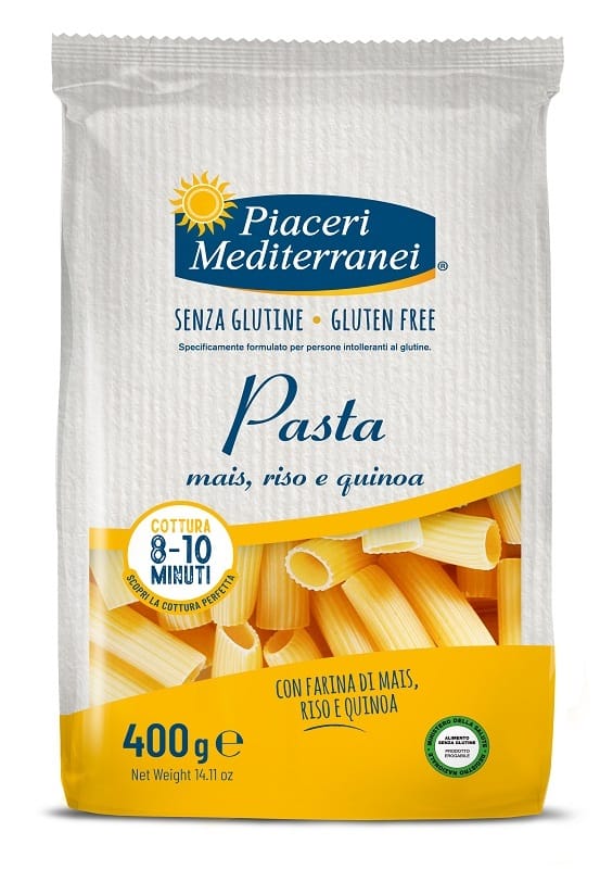 PIACERI MEDITERRANEI PASTA MAIS RISO E QUINOA RIGATONI 400 G