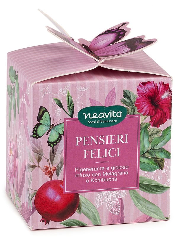 NEAVITA 7 FILTROSCRIGNO INFUSO PENSIERI FELICI IN COFANETTO A FARFALLA RITUALI BOTANICI 7 FILTRI X 3 G