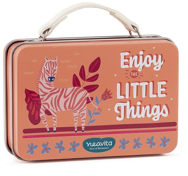 NEAVITA 4 FILTROSCRIGNO TISANA GIOIA DI VITA IN VALIGETTA ARANCIONE ZEBRA PENSIERI BELLI 4 FILTRI X 2,5 G