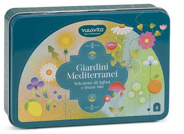 NEAVITA 8 FILTRI BIO ASSORTITI IN COFANETTO LATTA GIARDINI MEDITERRANEI 8 BUSTINE