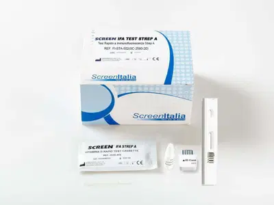 SCREEN TEST RAPIDO STREPTOCOCCO IN CASSETTA PER DETERMINAZIONE QUALITATIVA DI STREPTOCOCCUS A IN TAMPONE ORALE LIENA CONTROLLO ROSSA SCREEN STREP A RAPID 20 TEST SCREEN TEST RAPIDO STREPTOCOCCO IN CASSETTA PER DETERMINAZIONE QUALITATIVA DI STREPTOCOCCUS A IN TAMPONE ORALE LIENA CONTROLLO ROSSA SCREEN STREP A RAPID 20 TEST
