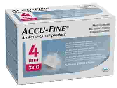 AGO IPODERMICO PER PENNA DA INSULINA ACCU-FINE IN ACCIAIO INOX 33 GAUGE 4 MM 100 PEZZI