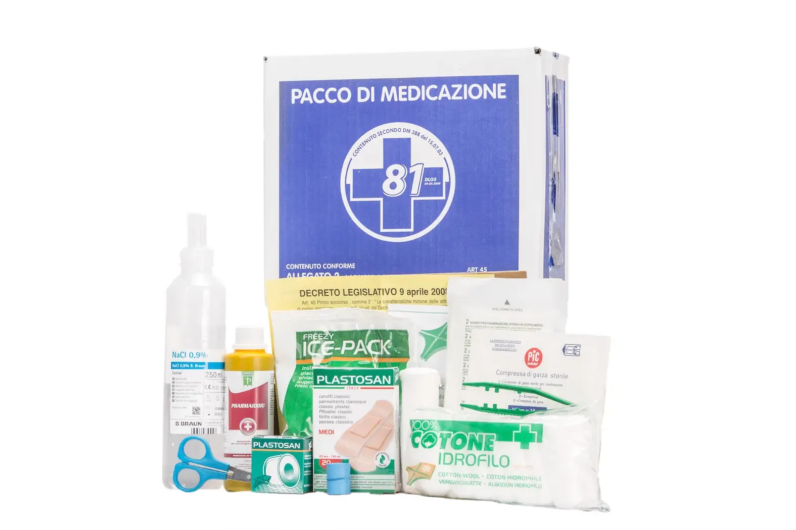 KIT DI REINTEGRO ALLEGATO 1 PER CASSETTE E ARMADIETTI DI PRONTO SOCCORSO IN CONTENITORE ANTIURTO DIMENSIONI 39X20X18 CM