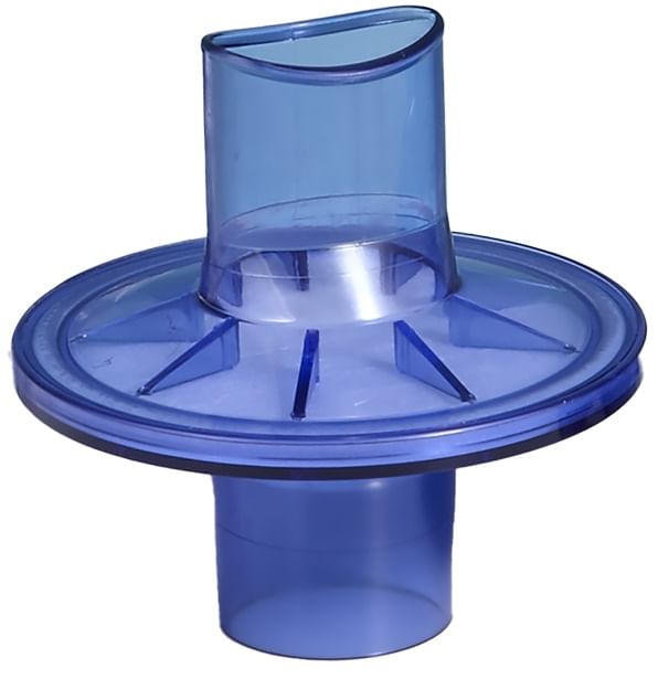 FILTRO ANTIBATTERICO EUROSPIRO ANATOMICO BLU TRASPARENTE DIAMETRO INTERNO 27,5MM ESTERNO 30,0MM CON BOCCAGLIO OVALE PER SPIROMETRI CONTEC/MICROMEDICAL/MIR/VIASYS/VITALOGRAPH