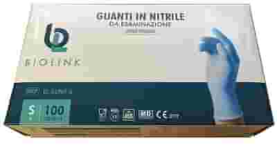 GUANTO MONOUSO BL-GUNIT IN NITRILE BLU NON STERILE SENZA POLVERE CON BORDO AMBIDESTRO MISURA SMALL 100 PEZZI