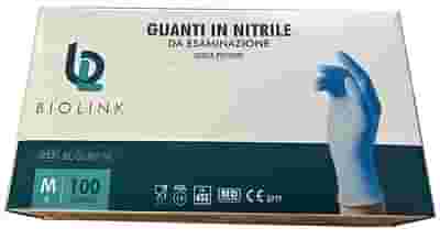 GUANTO MONOUSO BL-GUNIT IN NITRILE BLU NON STERILE SENZA POLVERE CON BORDO AMBIDESTRO MISURA MEDIUM 100 PEZZI