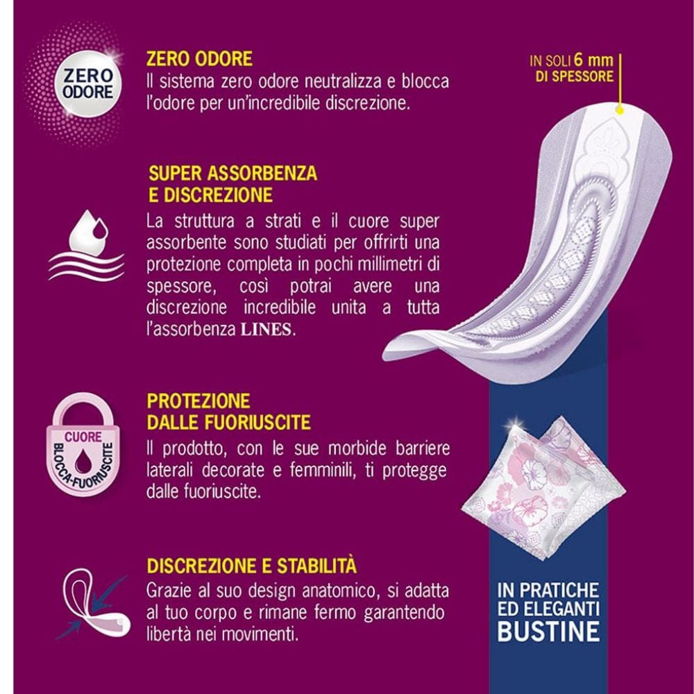 ASSORBENTI PER INCONTINENZA LINES SPECIALIST LADY ULTRA DISCREZIONE 7 MAXI 12 PEZZI