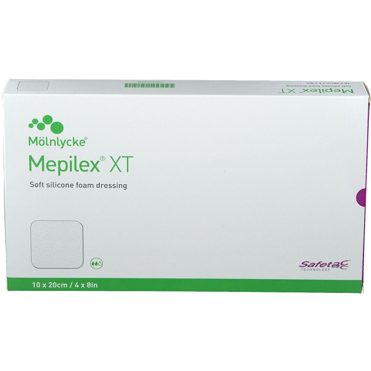 MEDICAZIONE ASSORBENTE IN SCHIUMA DI POLIURETANO MEPILEX XT CON STRATO DI CONTATTO IN SILICONE 10X20 5 PEZZI