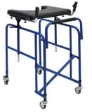 DEAMBULATORE ROLLATOR ASCELLARE PIEGHEVOLE E SMONTABILE CON 4 RUOTE PIROETTANTI E CON TAVOLINO REGOLABILE IN ALTEZZA BLU PORTATA MASSIMA 130 KG