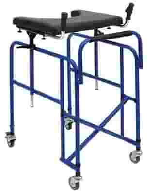 DEAMBULATORE ROLLATOR ASCELLARE PIEGHEVOLE E SMONTABILE CON 4 RUOTE PIROETTANTI E CON TAVOLINO REGOLABILE IN ALTEZZA BLU PORTATA MASSIMA 130 KG