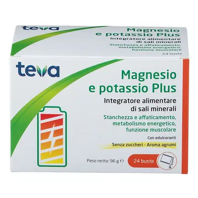 MAGNESIO POTASSIO PLUS TEVA 24 BUSTINE SENZA ZUCCHERI AROMA AGRUMI MAGNESIO POTASSIO PLUS TEVA 24 BUSTINE SENZA ZUCCHERI AROMA AGRUMI