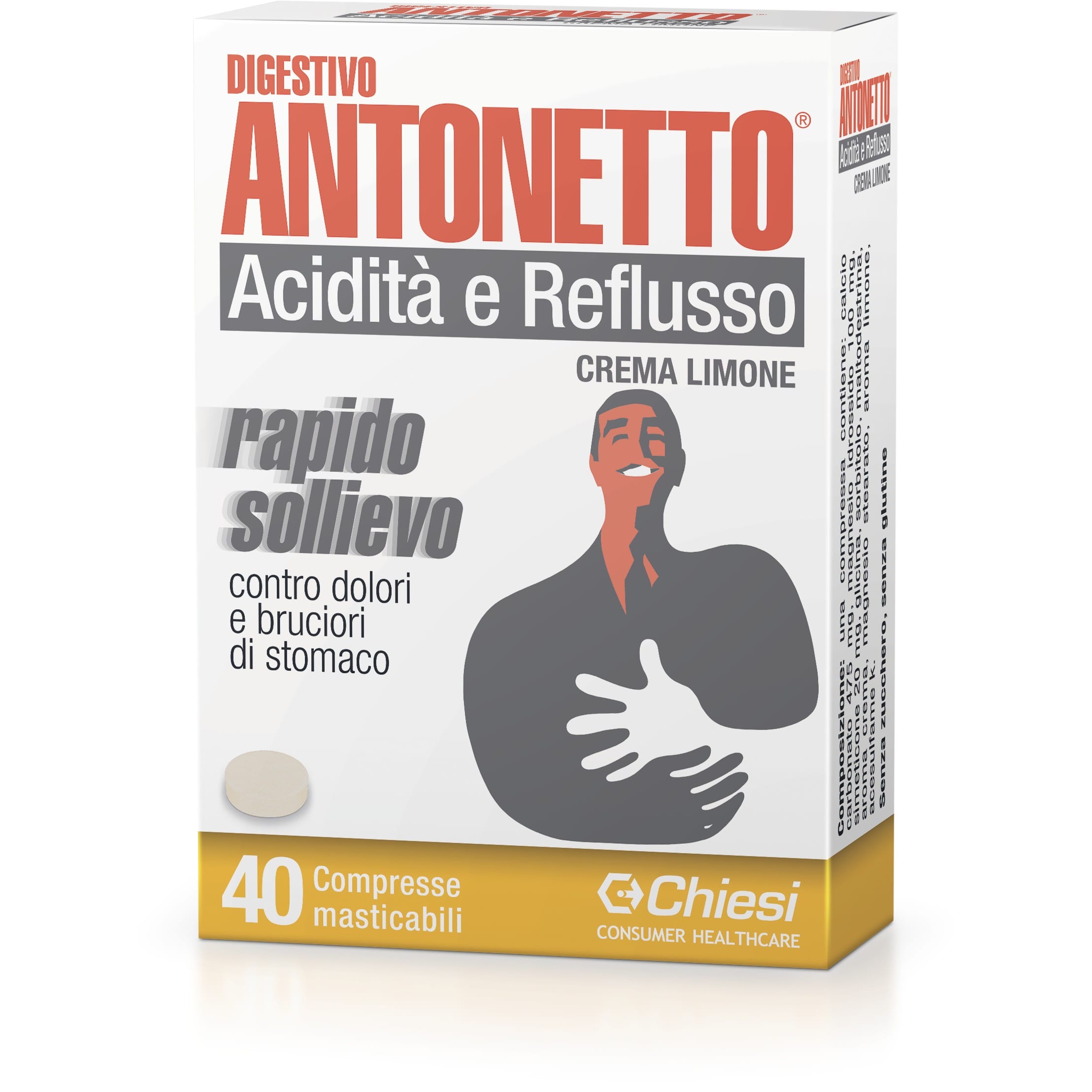 DIGESTIVO ANTONETTO ACIDITA' E REFLUSSO CREMA AL LIMONE 40 COMPRESSE MASTICABILI
