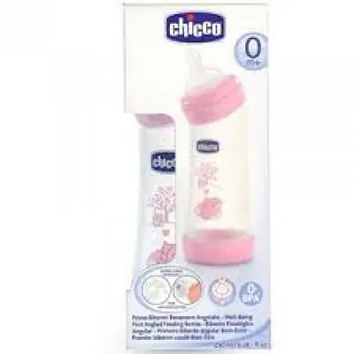 CHICCO BIBERON WELL BEING ANGOLATO IN POLIPROPILENE GIRL DA 250 ML NORMAL SILICONE CHICCO BIBERON WELL BEING ANGOLATO IN POLIPROPILENE GIRL DA 250 ML NORMAL SILICONE
