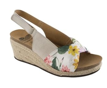 MINDY SUEDE+TEXTILE WOMENS BONE/FLOWER FANTASY 39