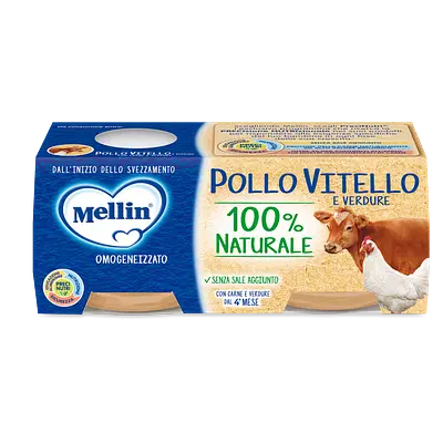 MELLIN OMOGENEIZZATO POLLO VITELLO CON VERDURE 2 X 80 G MELLIN OMOGENEIZZATO POLLO VITELLO CON VERDURE 2 X 80 G