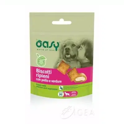 OASY SNACK DOG BISCOTTI RIPIENI CON POLLO E VERDURE 80 G OASY SNACK DOG BISCOTTI RIPIENI CON POLLO E VERDURE 80 G