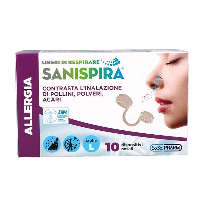 Sanispira Allergia Dispositivo Nasale 10 Pezzi Taglia L