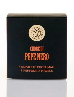 ERBARIO TOSCANO CUORE DI PEPE NERO PORTA SALVIETTE RINFRESCANTI 7 PEZZI ERBARIO TOSCANO CUORE DI PEPE NERO PORTA SALVIETTE RINFRESCANTI 7 PEZZI