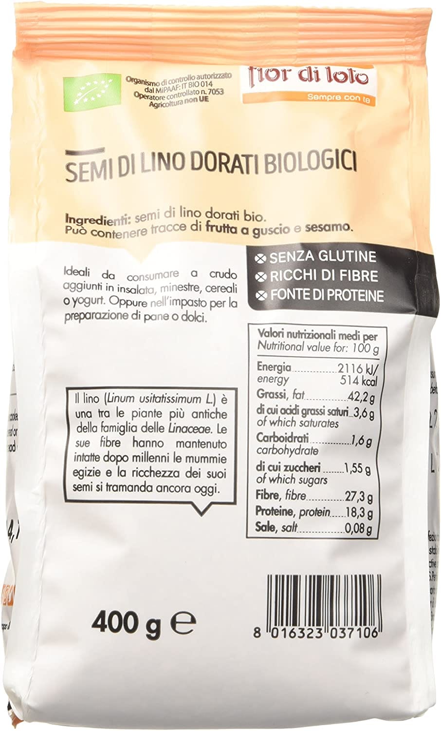 SEMI LINO DORATI SENZA GLUTINE BIO 400 G