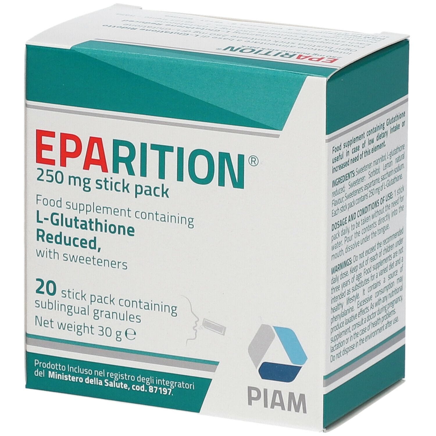 EPARITION 20 BUSTINE STICK PACK DA 250 MG DI GRANULATO SUBLINGUALE