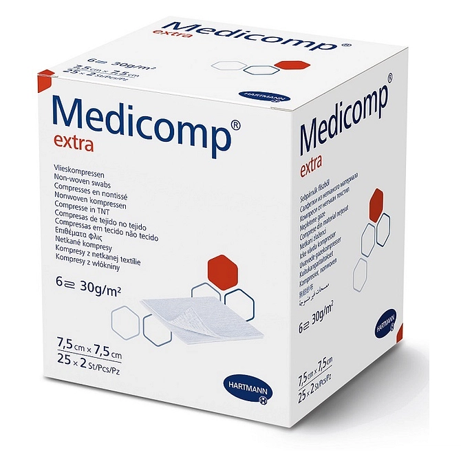 Medicomp Extra Garza Compressa Tnt 7,5 X7,5 Cm 25 Buste Con 2 Garze