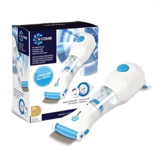 ASPIRATORE PIDOCCHI E UOVA LICETEC V-COMB + 4 FILTRI DI CATTURA MONOUSO + 1 PETTINE