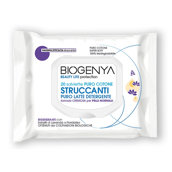 Biogenya Oed Salviettine Struccanti In Cotone Latte Pelli Normali 20 Pezzi