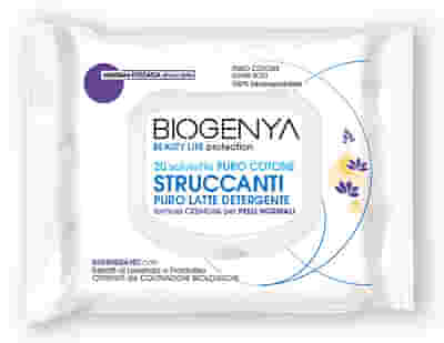 BIOGENYA OED SALVIETTINE STRUCCANTI IN COTONE LATTE PELLI NORMALI 20 PEZZI