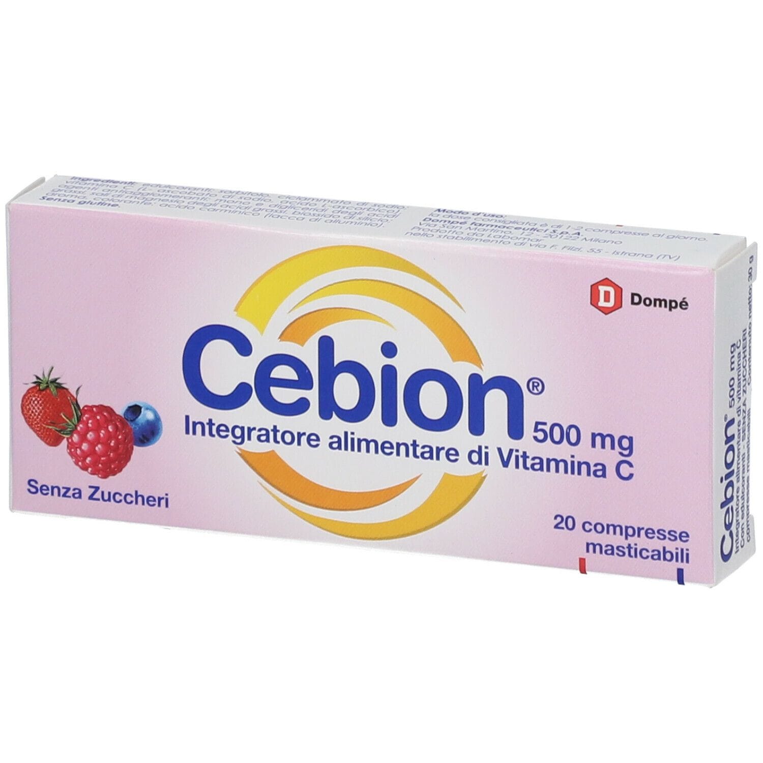 Cebion Masticabile Senza Zucchero Vitamina C 500 Mg 20 Compresse