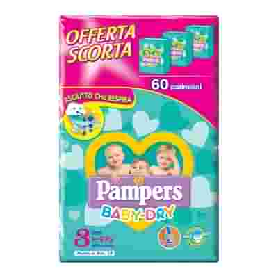 PAMPERS BABY DRY TRIO DWCT MIDI 60 PEZZI
