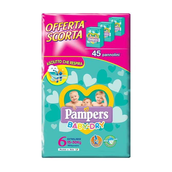 Pampers Baby Dry Trio Dwct Xl 45 Pezzi