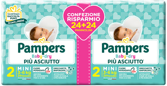 Pampers Baby Dry Duo Downcount Mini 48 Pezzi