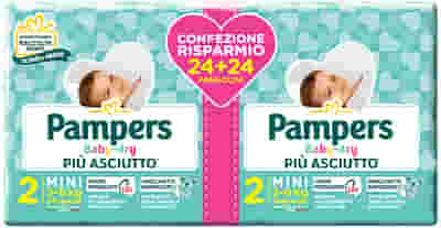 PAMPERS BABY DRY DUO DOWNCOUNT MINI 48 PEZZI