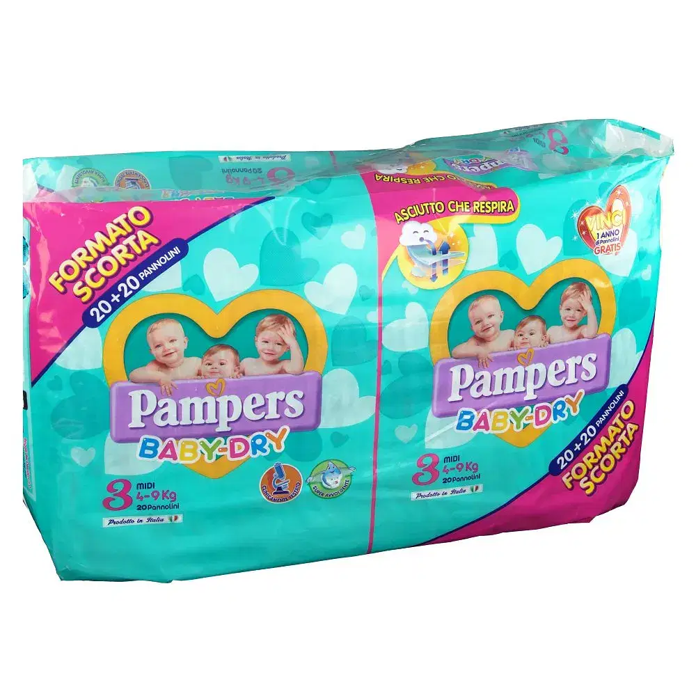 Pampers Baby Dry Duo Downcount Midi 40 Pezzi